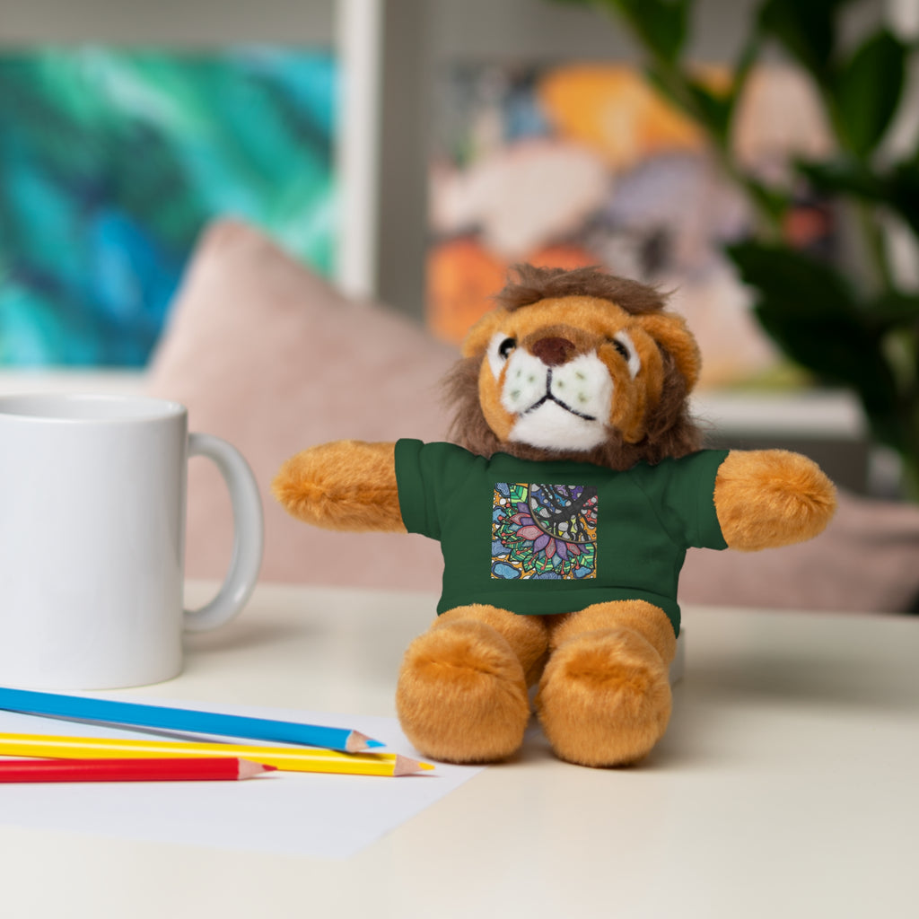 Colorful Tree of Growth stuffed animal with printed tee